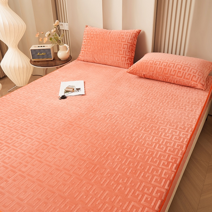 91家纺网 家纺一手货源 找家纺 （总）纤雅床笠 2024新款高克重压花宝宝绒六面全包床笠