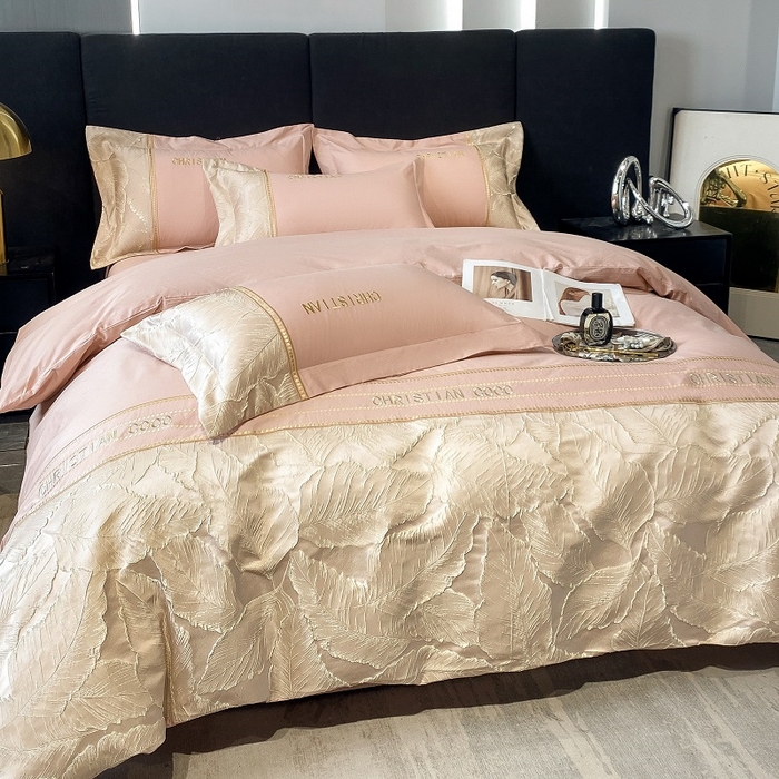 91家纺网 家纺一手货源 找家纺 涵宸家纺 2023新款原棉磨毛四件套-青叶 青叶-粉