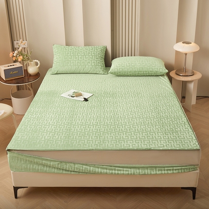 91家纺网 家纺一手货源 找家纺 （总）纤雅床笠 2024新款高克重压花宝宝绒六面全包床笠