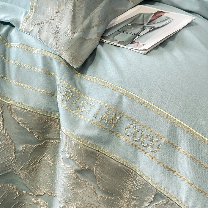 91家纺网 家纺一手货源 找家纺 涵宸家纺 2023新款原棉磨毛四件套-青叶 青叶-浅兰