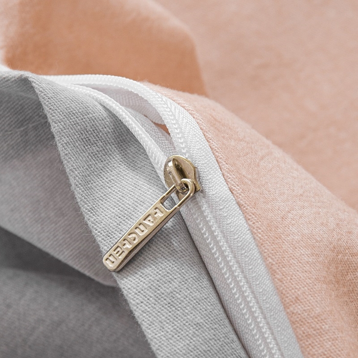 91家纺网 家纺一手货源 找家纺 涵宸家纺 棉磨毛-纯色织标-四件套（含单品） 粉+浅灰