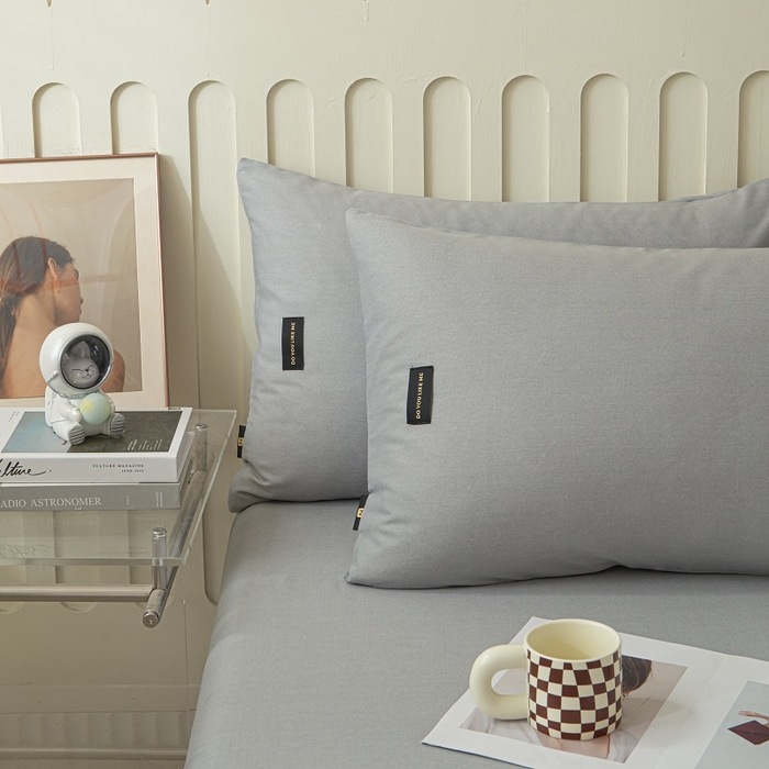 91家纺网 家纺一手货源 找家纺 涵宸家纺 棉磨毛-纯色织标-单枕套 单枕套-浅灰