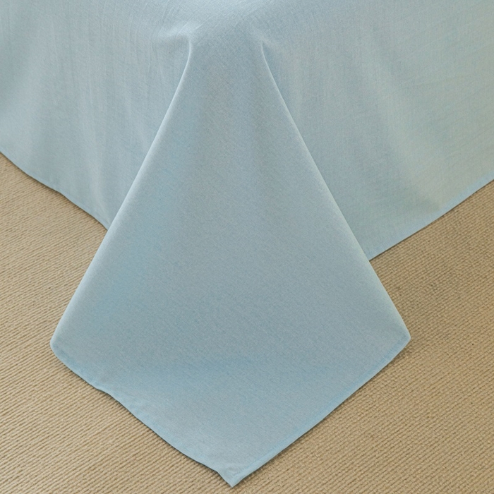 91家纺网 家纺一手货源 找家纺 涵宸家纺 棉磨毛-纯色织标-四件套（含单品） 奶昔白+浅兰