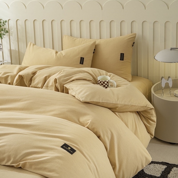 91家纺网 家纺一手货源 找家纺 涵宸家纺 棉磨毛-纯色织标-四件套（含单品） 奶咖