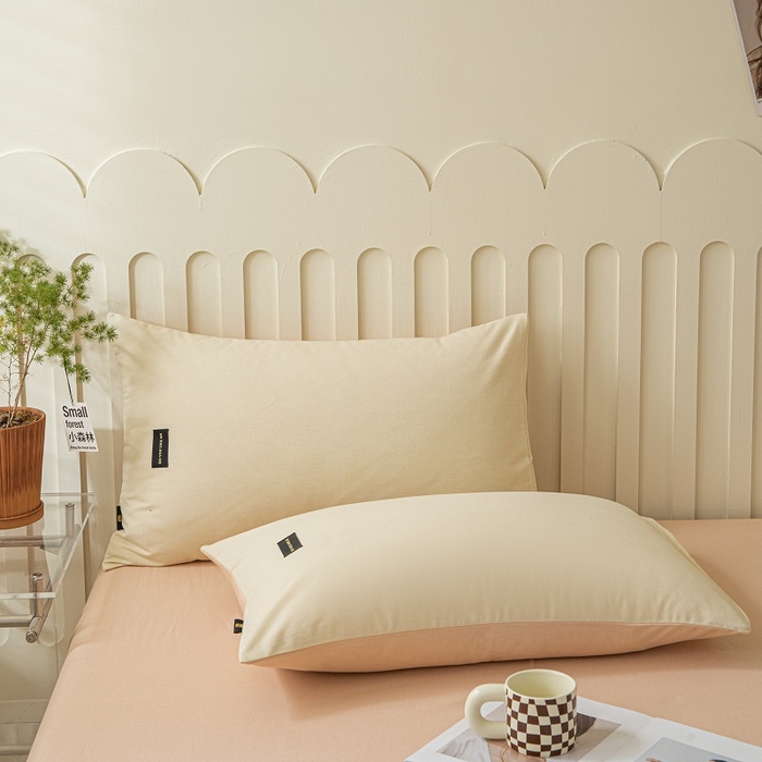 91家纺网 家纺一手货源 找家纺 涵宸家纺 棉磨毛-纯色织标-四件套（含单品） 奶昔白+粉