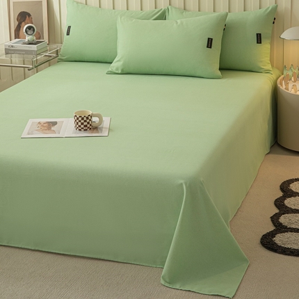 涵宸家纺 棉磨毛-纯色织标-单床单 单床单-豆绿