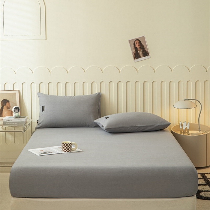 91家纺网 家纺一手货源 找家纺 涵宸家纺 棉磨毛-纯色织标-单床笠 单床笠-中灰