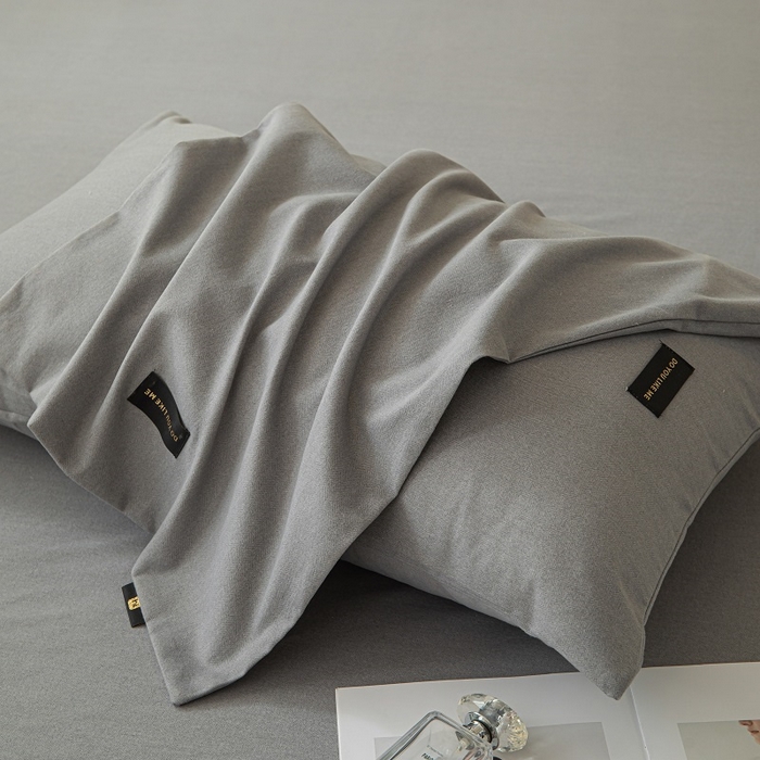 91家纺网 家纺一手货源 找家纺 涵宸家纺 棉磨毛-纯色织标-单枕套 单枕套-中灰