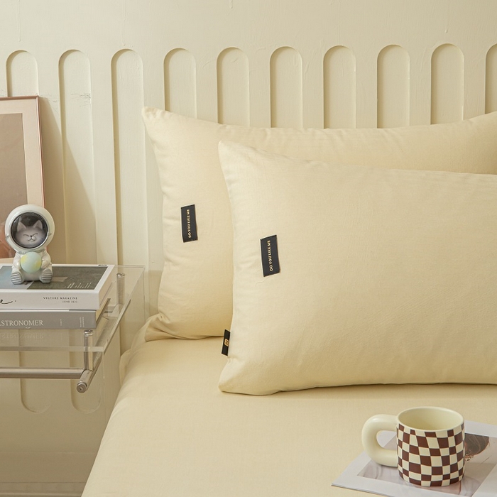 91家纺网 家纺一手货源 找家纺 涵宸家纺 棉磨毛-纯色织标-单枕套 单枕套-奶昔白