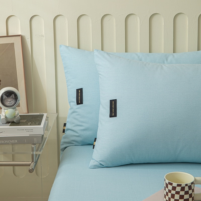 91家纺网 家纺一手货源 找家纺 涵宸家纺 棉磨毛-纯色织标-单枕套 单枕套-浅兰