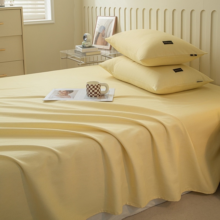 91家纺网 家纺一手货源 找家纺 涵宸家纺 棉磨毛-纯色织标-单枕套 单枕套-奶黄