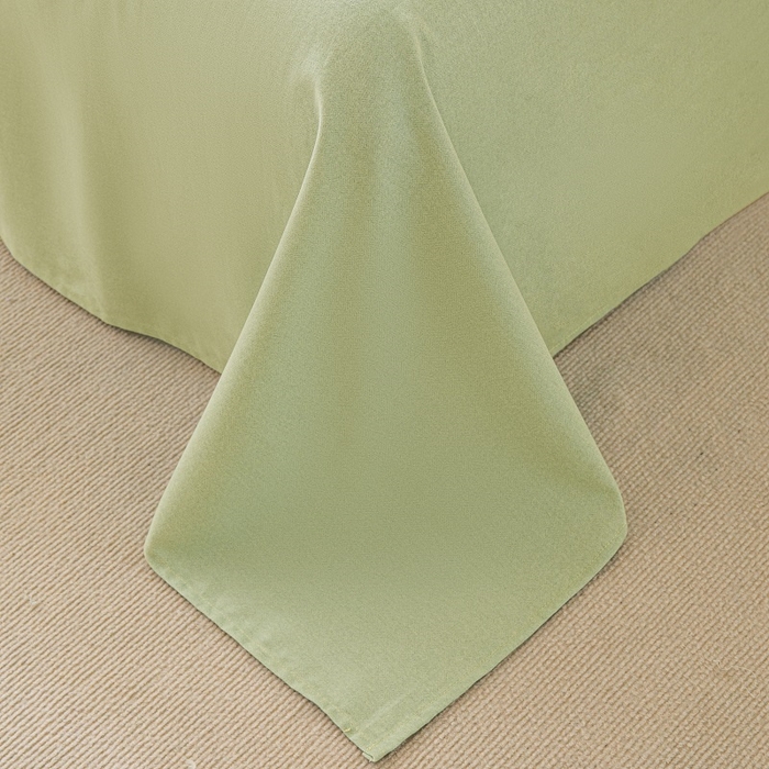 91家纺网 家纺一手货源 找家纺 涵宸家纺 棉磨毛-纯色织标-四件套（含单品） 奶黄+豆绿