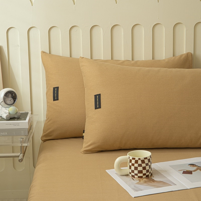 91家纺网 家纺一手货源 找家纺 涵宸家纺 棉磨毛-纯色织标-单枕套 单枕套-咖