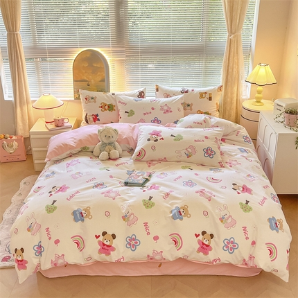 91家纺网 家纺一手货源 找家纺 （总）798家纺 2025春夏新品全棉13070印花四件套 摩伊-青春治愈系列