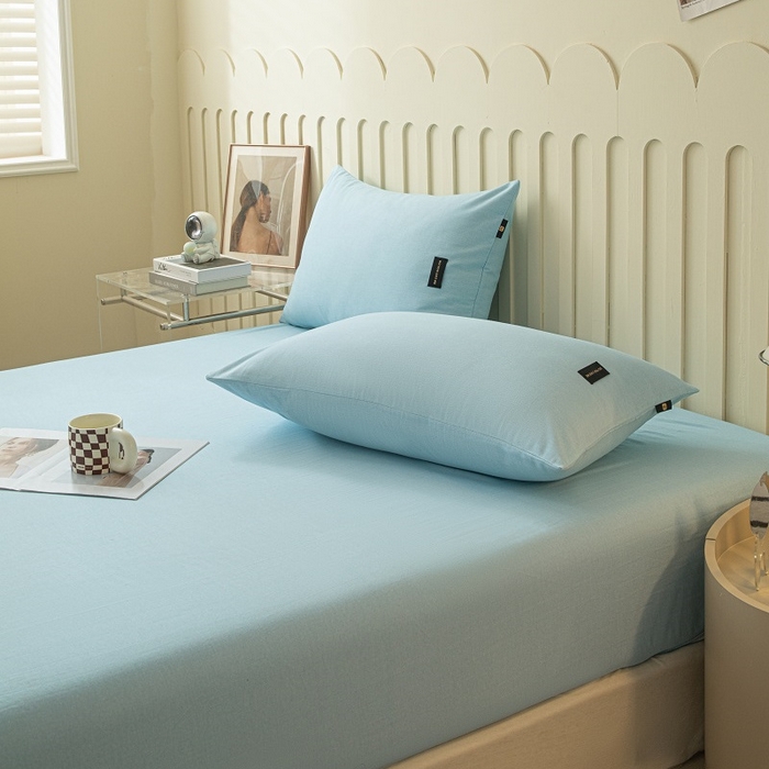 91家纺网 家纺一手货源 找家纺 涵宸家纺 棉磨毛-纯色织标-单枕套 单枕套-浅兰