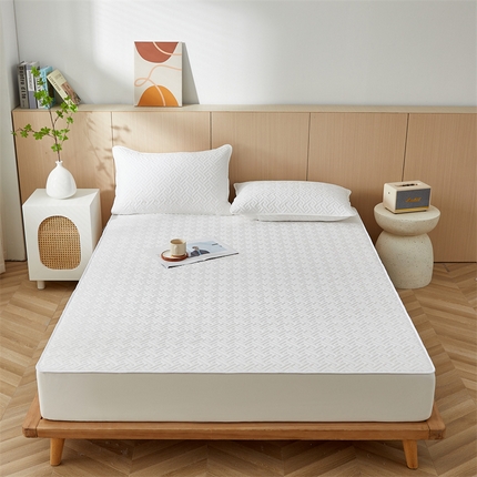 91家纺网 家纺一手货源 找家纺 优眠坊 2025新款亲肤夹棉纯色床笠-时光系列 月牙白