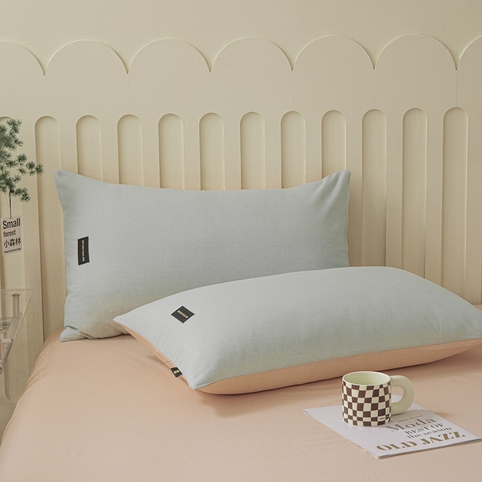 91家纺网 家纺一手货源 找家纺 涵宸家纺 棉磨毛-纯色织标-四件套（含单品） 浅绿+粉