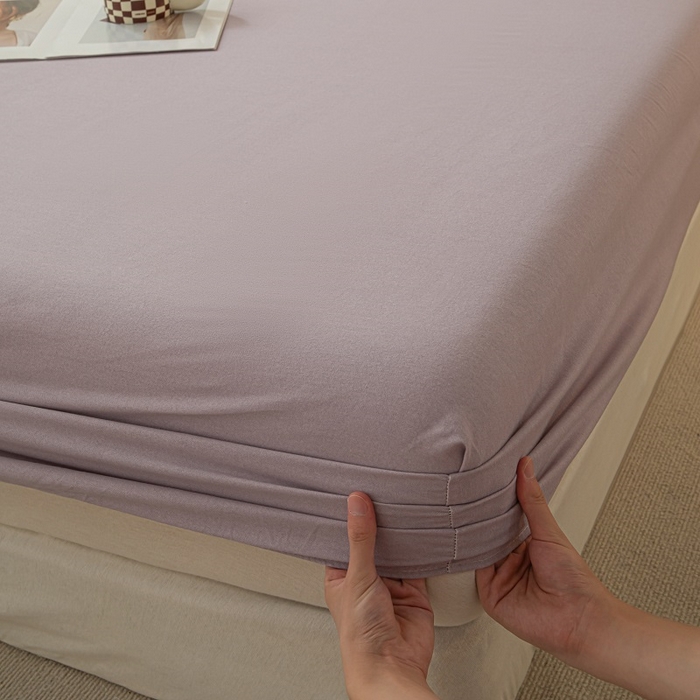 91家纺网 家纺一手货源 找家纺 涵宸家纺 棉磨毛-纯色织标-单床笠 单床笠-烟紫