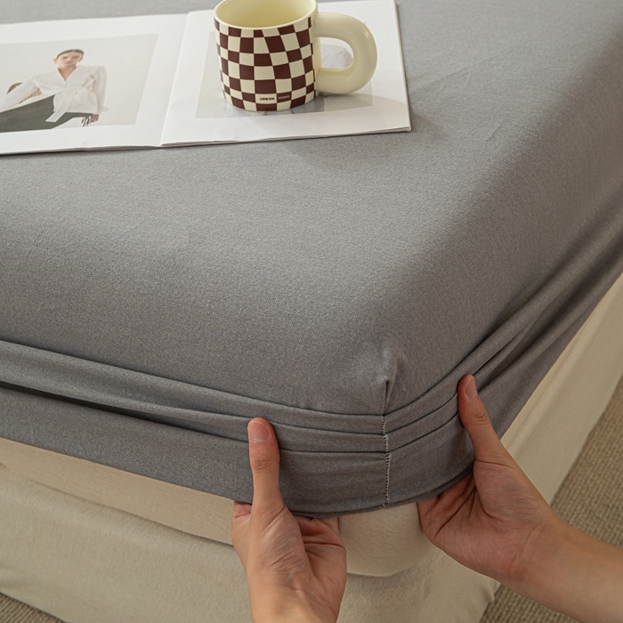 91家纺网 家纺一手货源 找家纺 涵宸家纺 棉磨毛-纯色织标-单床笠 单床笠-中灰