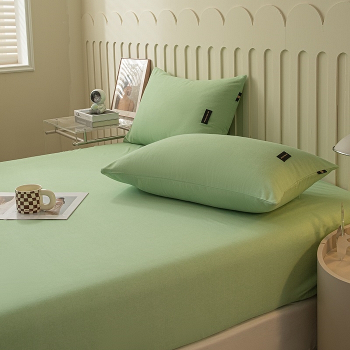 91家纺网 家纺一手货源 找家纺 涵宸家纺 棉磨毛-纯色织标-单枕套 单枕套-豆绿
