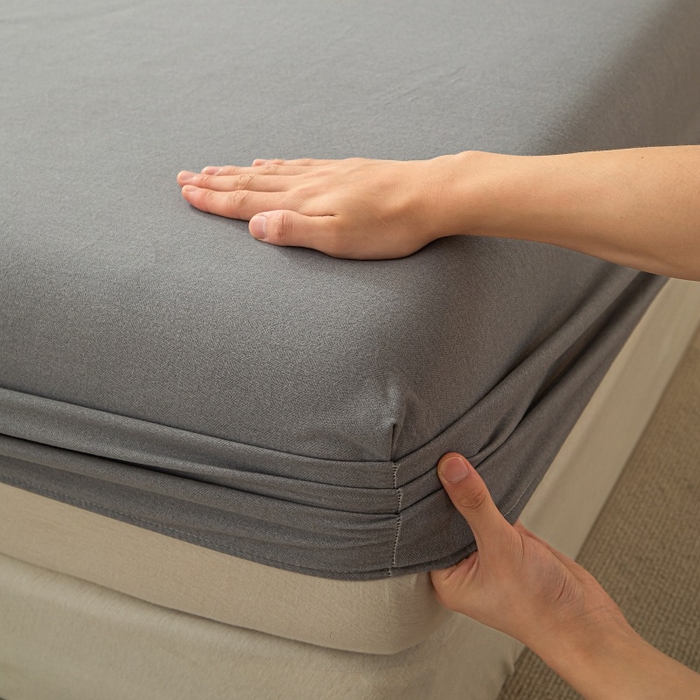 91家纺网 家纺一手货源 找家纺 涵宸家纺 棉磨毛-纯色织标-单床笠 单床笠-中灰