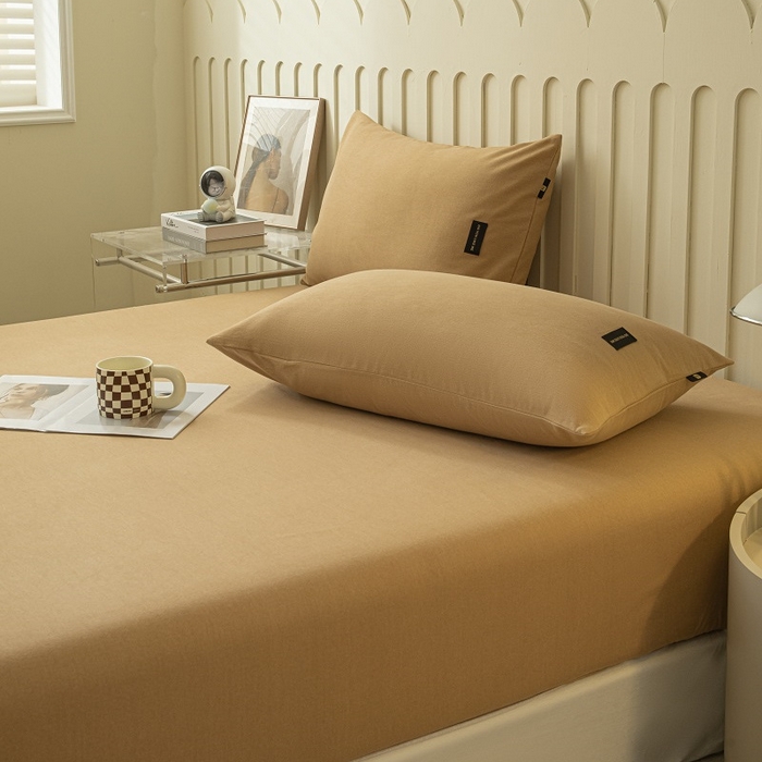 91家纺网 家纺一手货源 找家纺 涵宸家纺 棉磨毛-纯色织标-单枕套 单枕套-咖