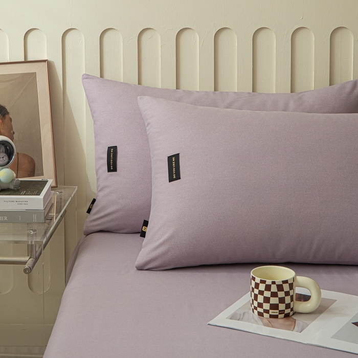 91家纺网 家纺一手货源 找家纺 涵宸家纺 棉磨毛-纯色织标-单枕套 单枕套-烟紫