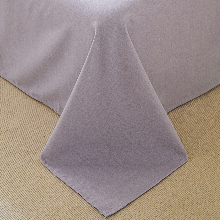 91家纺网 家纺一手货源 找家纺 涵宸家纺 棉磨毛-纯色织标-四件套（含单品） 奶昔白+烟紫