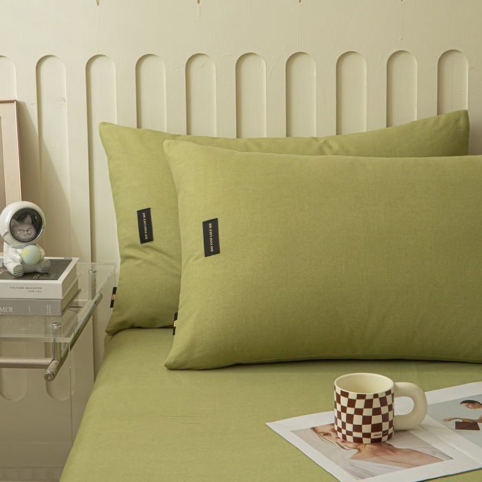 91家纺网 家纺一手货源 找家纺 涵宸家纺 棉磨毛-纯色织标-单枕套 单枕套-草绿