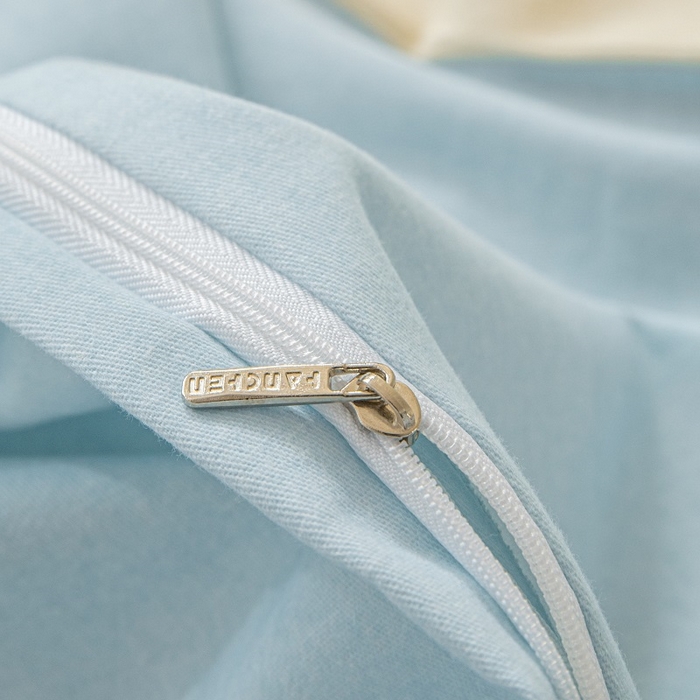 91家纺网 家纺一手货源 找家纺 涵宸家纺 棉磨毛-纯色织标-四件套（含单品） 奶昔白+浅兰