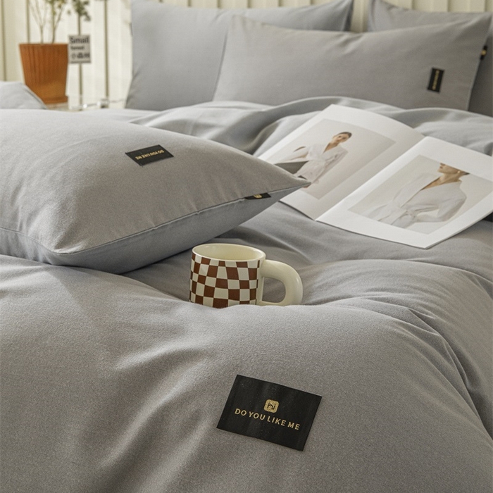 91家纺网 家纺一手货源 找家纺 涵宸家纺 棉磨毛-纯色织标-四件套（含单品） 中灰+浅灰