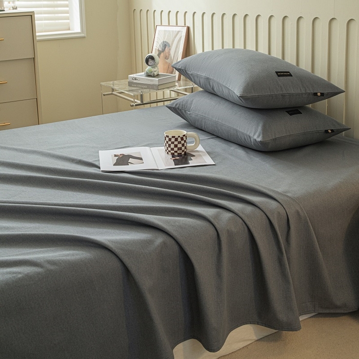 91家纺网 家纺一手货源 找家纺 涵宸家纺 棉磨毛-纯色织标-单枕套 单枕套-深灰