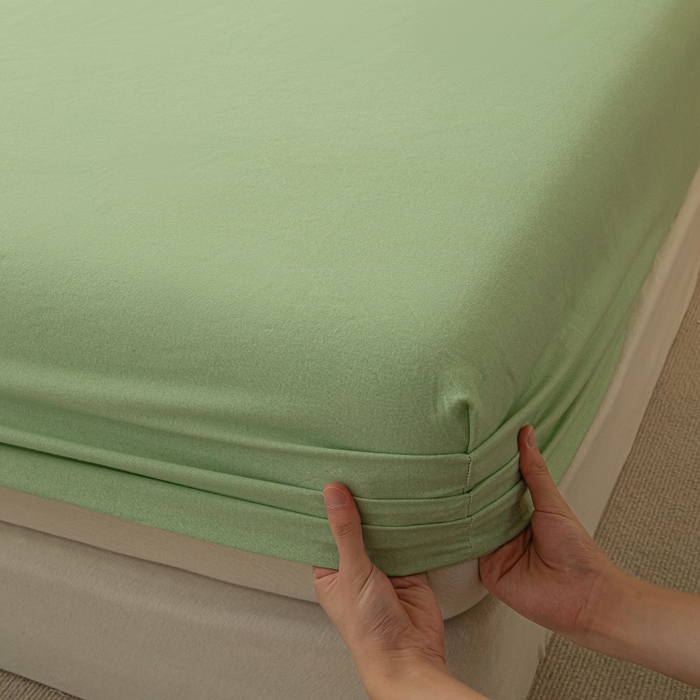 91家纺网 家纺一手货源 找家纺 涵宸家纺 棉磨毛-纯色织标-单床笠 单床笠-豆绿