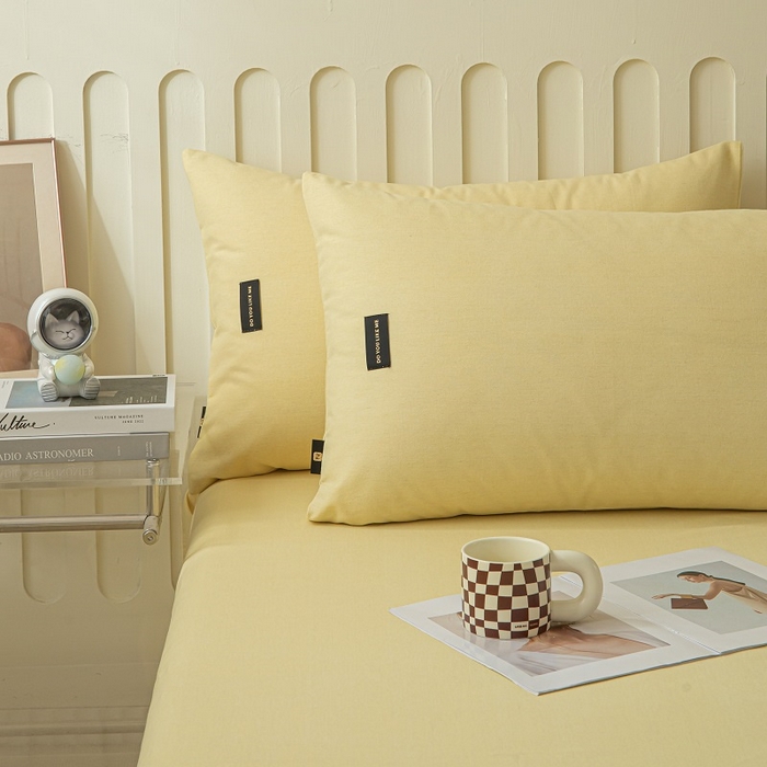 91家纺网 家纺一手货源 找家纺 涵宸家纺 棉磨毛-纯色织标-单枕套 单枕套-奶黄