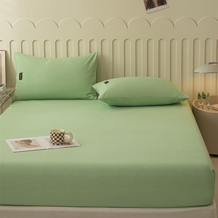 91家纺网 家纺一手货源 找家纺 涵宸家纺 棉磨毛-纯色织标-单床笠 单床笠-豆绿