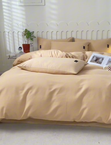 91家纺网 家纺一手货源 找家纺 涵宸家纺 棉磨毛-纯色织标-四件套（含单品） 奶咖