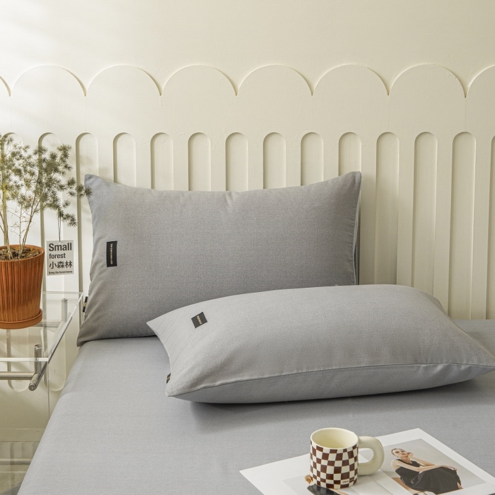 91家纺网 家纺一手货源 找家纺 涵宸家纺 棉磨毛-纯色织标-四件套（含单品） 中灰+浅灰