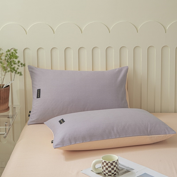 91家纺网 家纺一手货源 找家纺 涵宸家纺 棉磨毛-纯色织标-四件套（含单品） 烟紫+粉