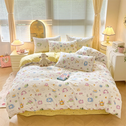 91家纺网 家纺一手货源 找家纺 （总）798家纺 2025春夏新品全棉13070印花四件套 摩伊-青春治愈系列