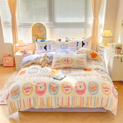 91家纺网 家纺一手货源 找家纺 （总）798家纺 2025春夏新品全棉13070印花四件套 摩伊-青春治愈系列