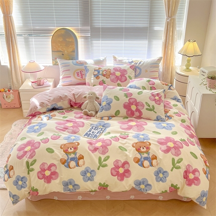 91家纺网 家纺一手货源 找家纺 （总）798家纺 2025春夏新品全棉13070印花四件套 摩伊-青春治愈系列