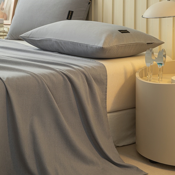 91家纺网 家纺一手货源 找家纺 涵宸家纺 棉磨毛-纯色织标-单枕套 单枕套-中灰