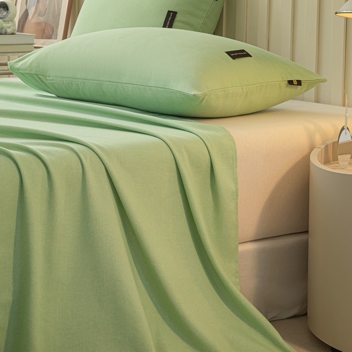 91家纺网 家纺一手货源 找家纺 涵宸家纺 棉磨毛-纯色织标-单枕套 单枕套-豆绿