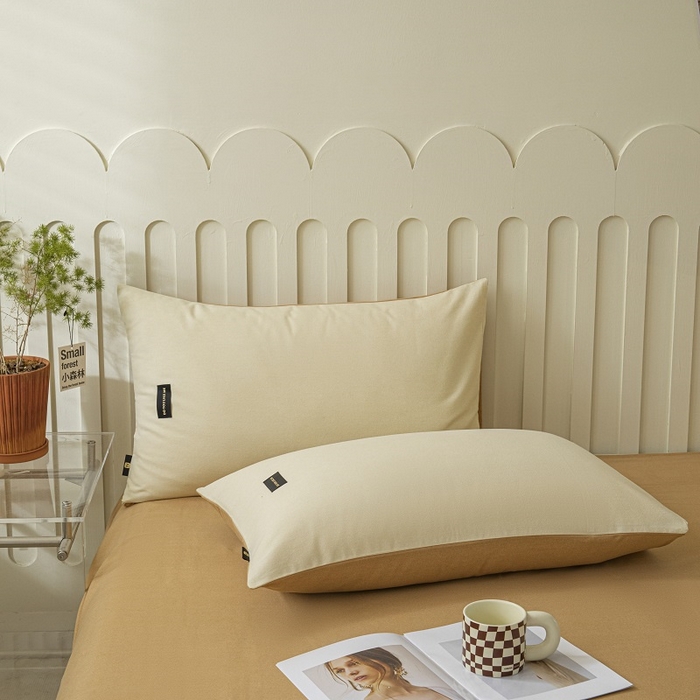 91家纺网 家纺一手货源 找家纺 涵宸家纺 棉磨毛-纯色织标-四件套（含单品） 奶昔白+咖