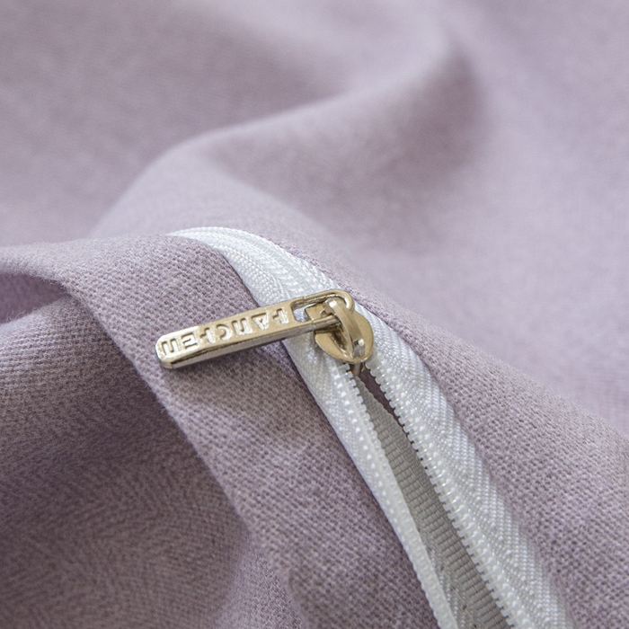 91家纺网 家纺一手货源 找家纺 涵宸家纺 棉磨毛-纯色织标-四件套（含单品） 奶昔白+烟紫