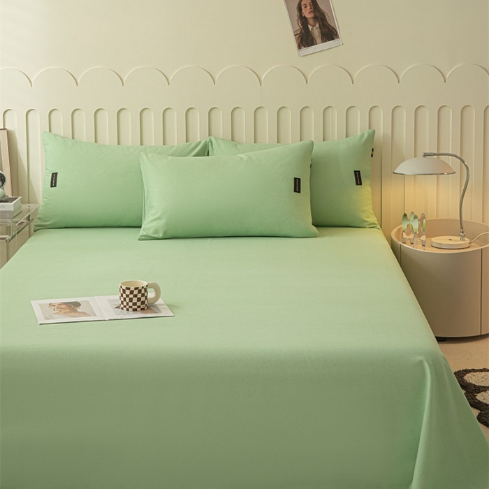 91家纺网 家纺一手货源 找家纺 涵宸家纺 棉磨毛-纯色织标-单枕套 单枕套-豆绿