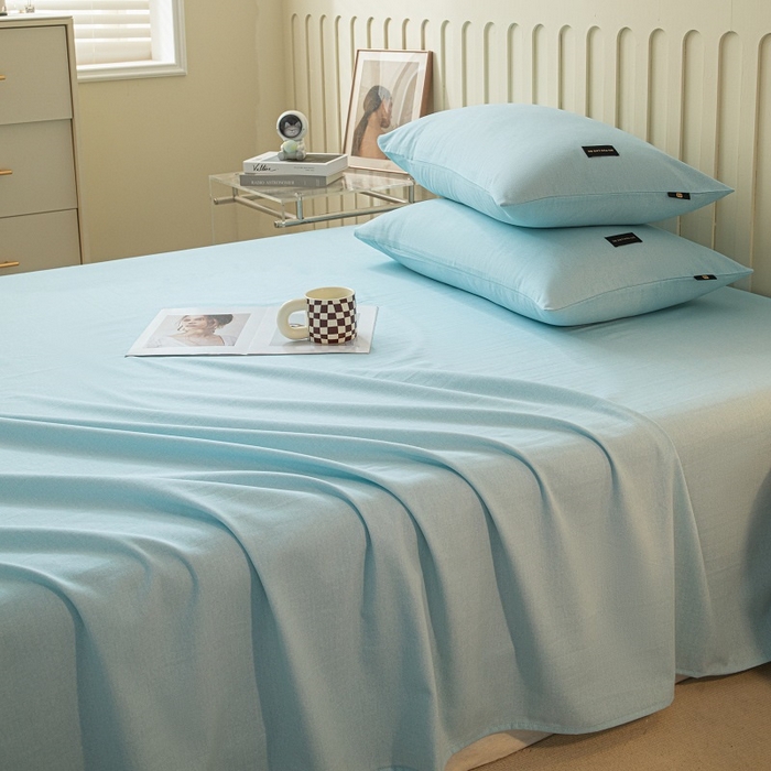 91家纺网 家纺一手货源 找家纺 涵宸家纺 棉磨毛-纯色织标-单枕套 单枕套-浅兰