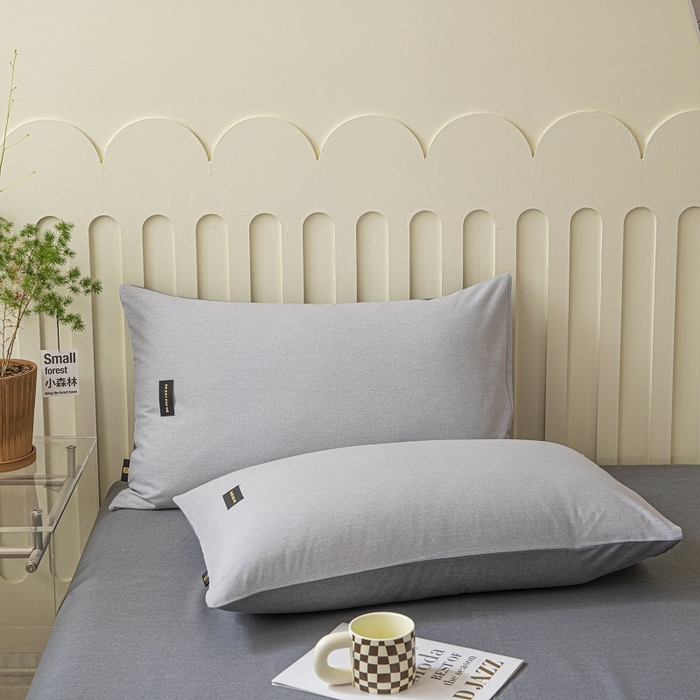 91家纺网 家纺一手货源 找家纺 涵宸家纺 棉磨毛-纯色织标-四件套（含单品） 浅灰+深灰