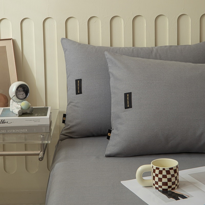 91家纺网 家纺一手货源 找家纺 涵宸家纺 棉磨毛-纯色织标-单床笠 单床笠-中灰