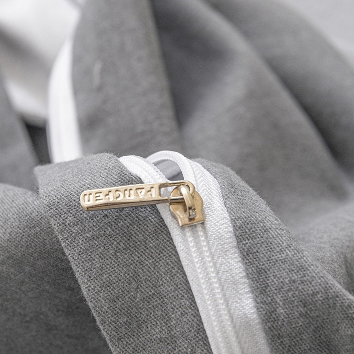 91家纺网 家纺一手货源 找家纺 涵宸家纺 棉磨毛-纯色织标-四件套（含单品） 浅灰+深灰